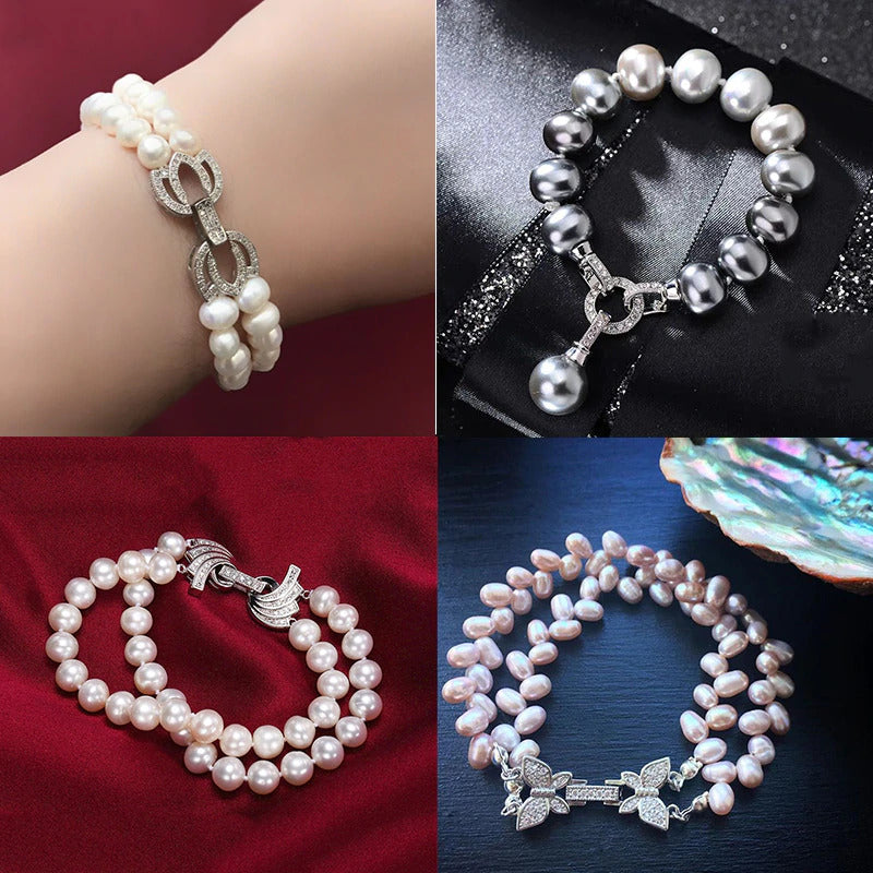 Classic Simple Faux Pearl Bracelet Plated Delicate Hand - Temu